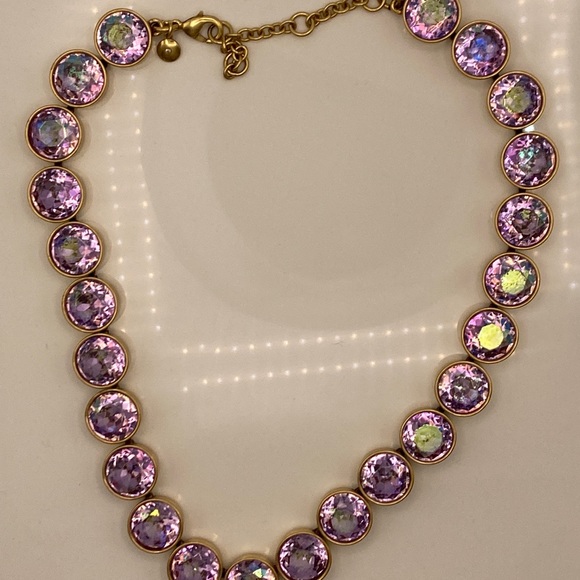 Vintage J Crew Necklace Brulee Aurora Borealis AB Gold Tone 17 - 20". - Picture 3 of 7